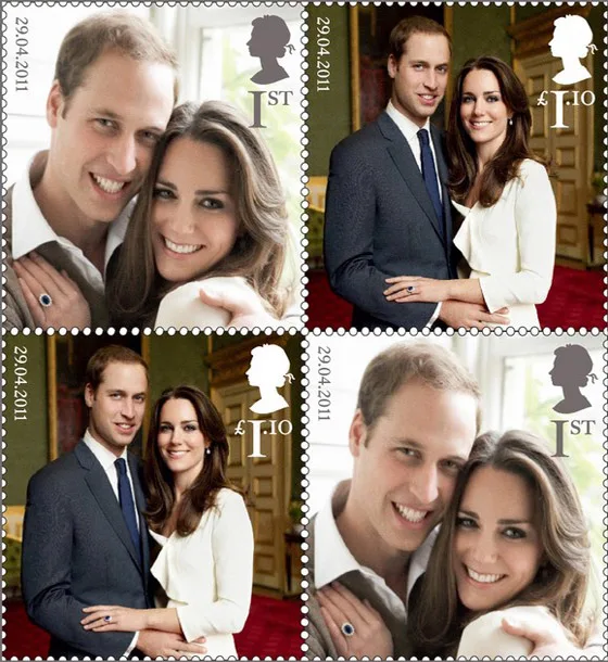 EMBARGOED TO 0001BST MARCH 29 - A set of commemorative stamps, to celebrate the wedding of Britain's Prince William and Kate Middleton, is seen in this photograph received in London