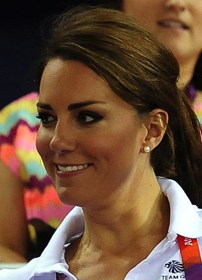 Kate Hair Up Olympics Cycling August 2, 2012 Team GB Shirt Press Association 400 x 555 copy
