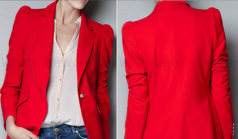 Kate's Red Zara 'Blazer with Gathered Shoulders' Olympic Swimming ...