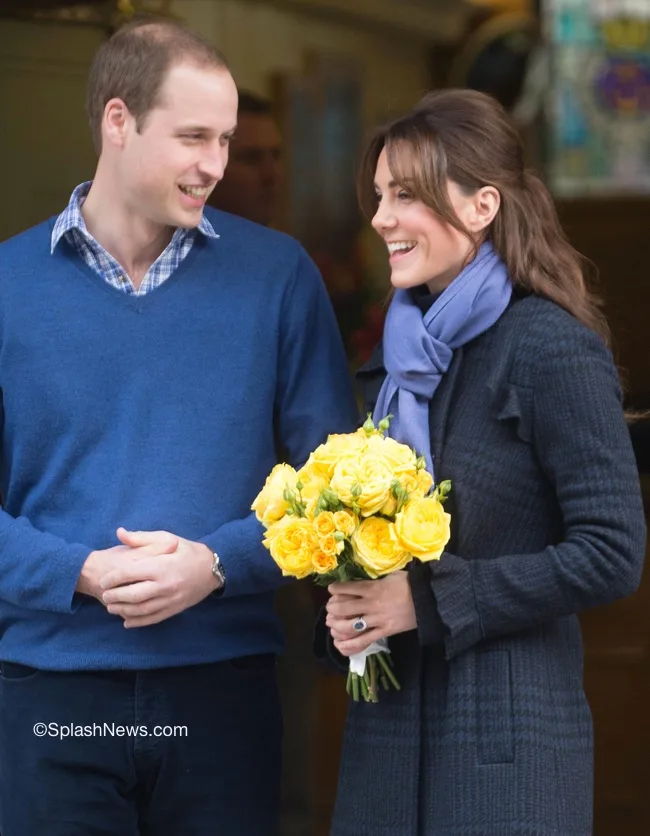 Catherine, Duchess of Cambridge leaves the King Edward VII Hospital in London with her husband Prince William