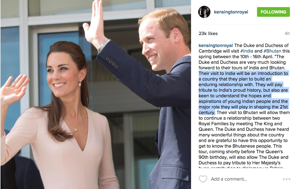 Kensington Palace Instagram