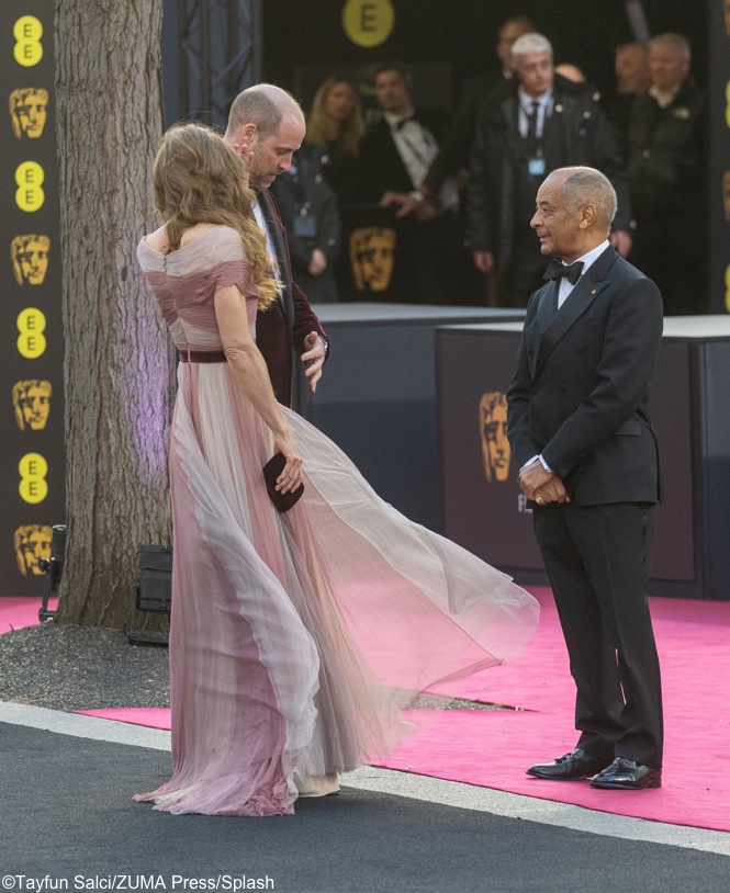 Kate BAFTA Side Back Gucci Pink Gown in Breeze Feb 22 2026 Kenneth Olisa Tayfun Salci ZUMA Splash | Imperial Wire