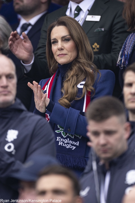 Kate Six Nations Rugby Blue McQueen Coat Feb 21 2026 KP | Imperial Wire