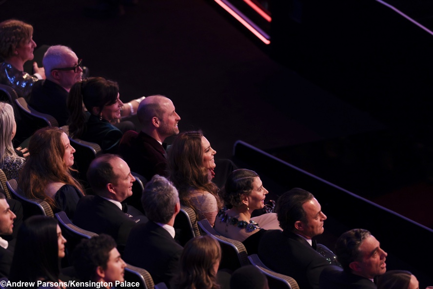 Kate Will from Back Side in Seats BAFTAs wide shot Pink Gucci Feb 22 2026 | Imperial Wire