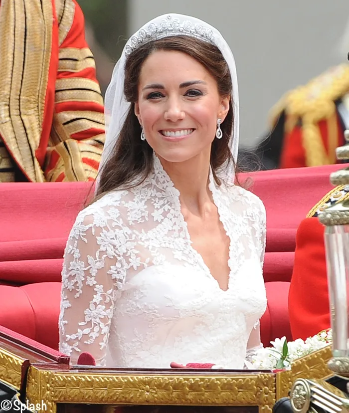 Kate Middleton Royal Wedding in Carriage Smiling April 29 2011 Cartier Tiara