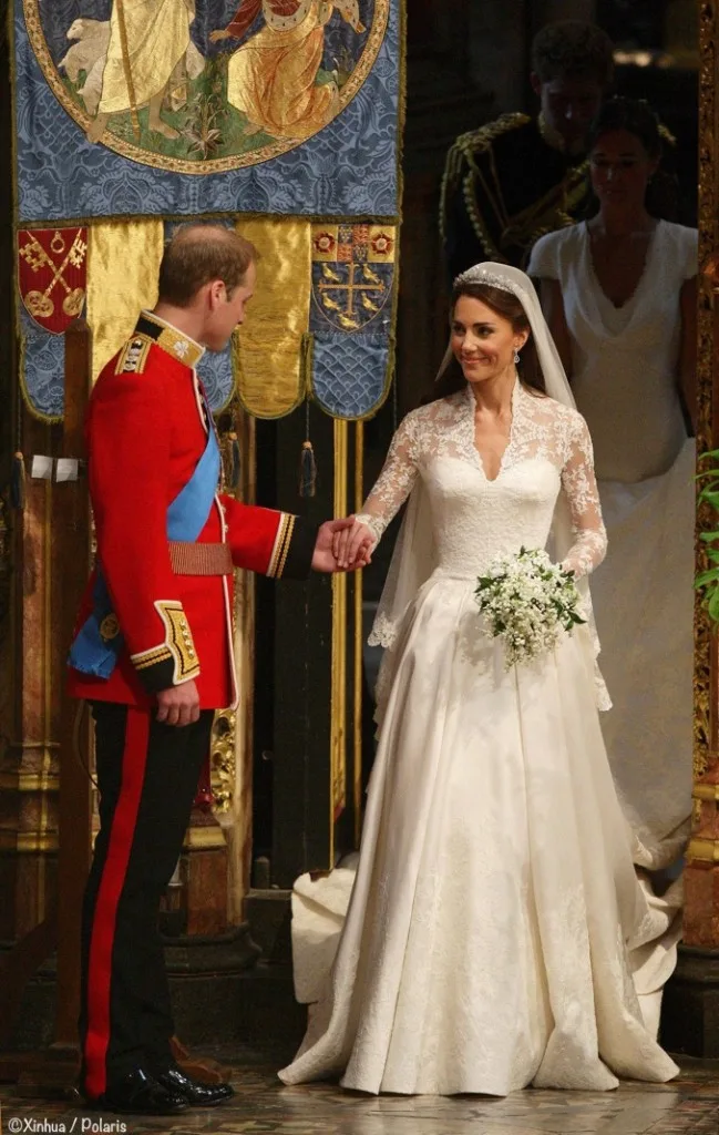 Kate Middleton Royal Wedding Exiting Abbey with Prince William April 29 2011 Alexander McQueen gown