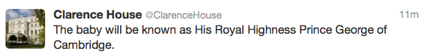 Clarence House Twitter Feed
