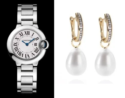 Kate Cartier Wrist Watch and Annoushka Pearl Drop Earrings