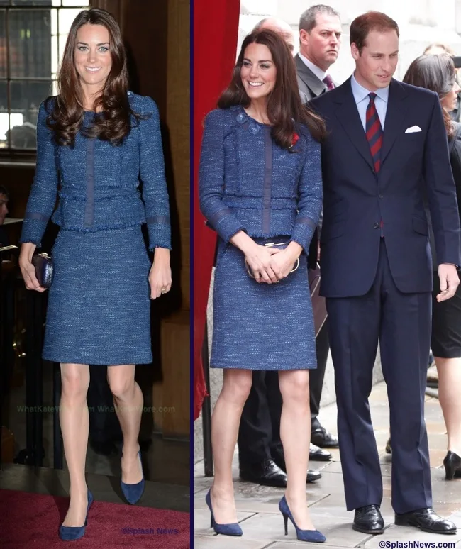 Kate Middleton Blue Sparkle Tweed Rebecca Taylor suit separates pictures