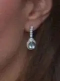 Kate Order Garter Earrings Diamnd Drops Aqua or Topaz Center Teardrop Shaped