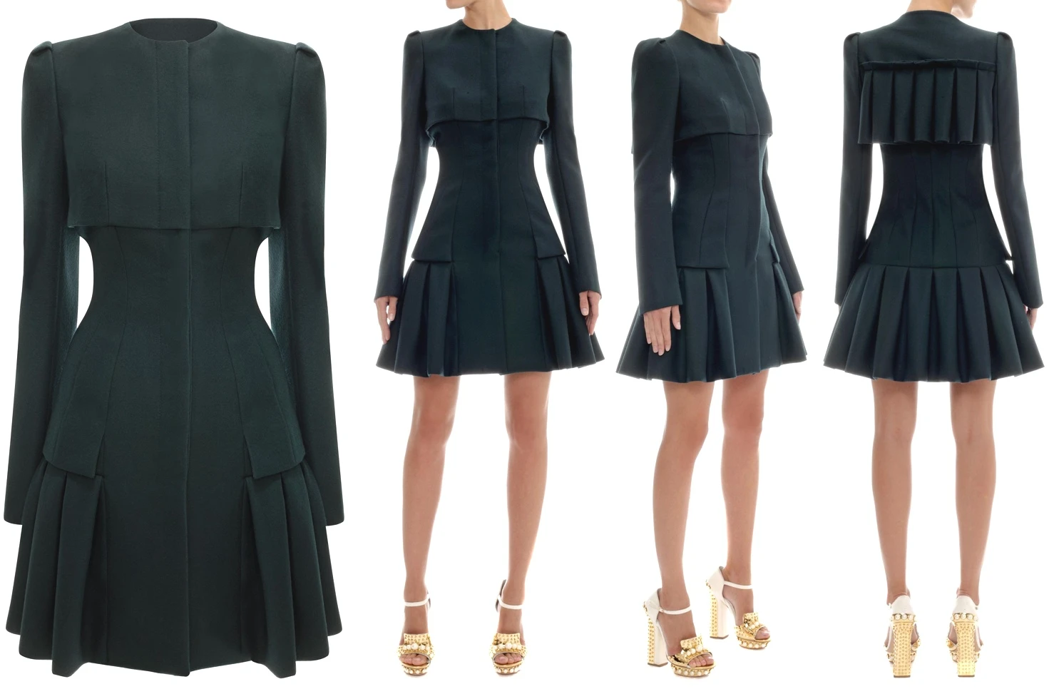 Kate Centenary McQueen Ivory Coat Dress Coatdress Bottle Green original via Lyst