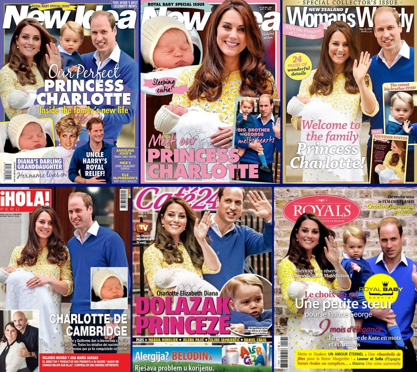 More Masgazine Covers Montage William Kate George Princess Charlotte iHola Peru NZ Women's Weekly New Idea Cafe 24 Croatia