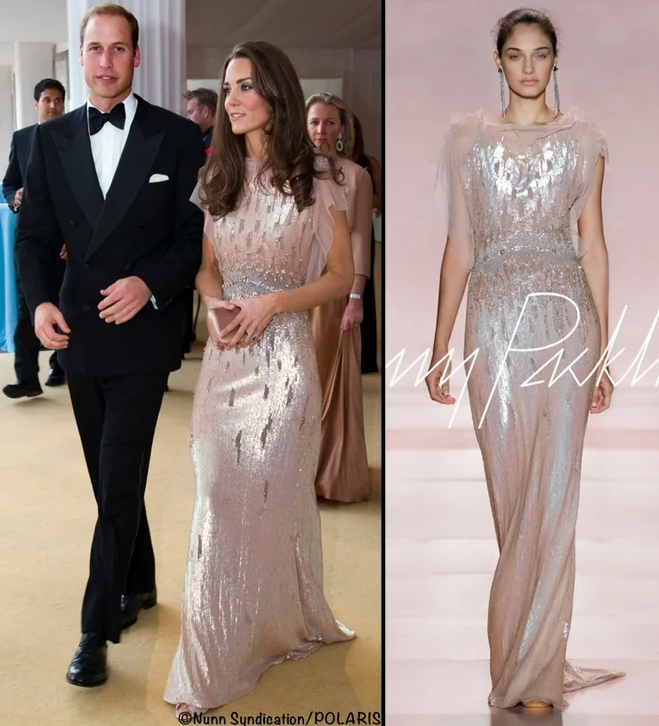 Kate Middleton ARK Dinner Blush Jenny Packham Gown 