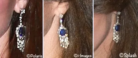 Kate Hedge Funds Dinner Jewelry October 27 2015 Queen Mother's Sapphite Diamond Earrings