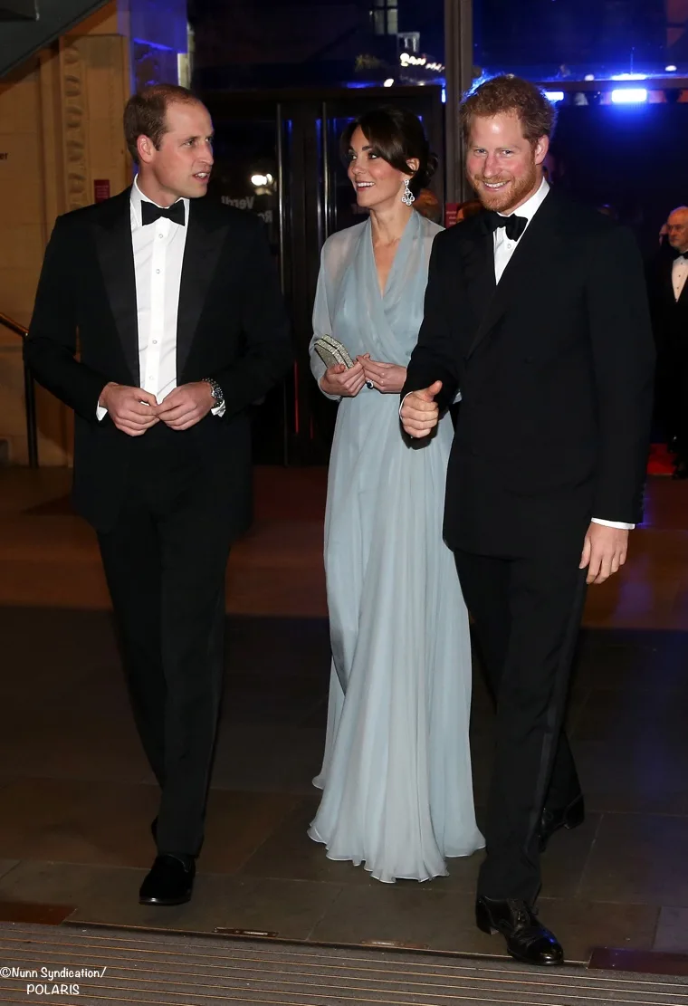 Kate Middleton Harry William evening gown James Bond Spectre premiere