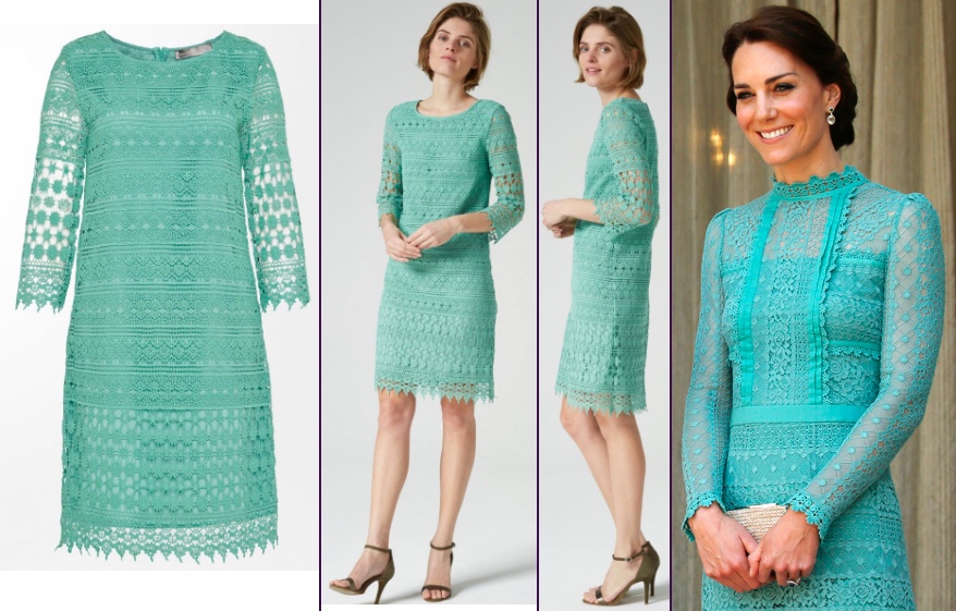 jurk Meerdere Assortiment RepliKate for Temperley Green Lace Desdemona Hallhuber Opal Green Lace  Dress April 26 2016 – What Kate Wore