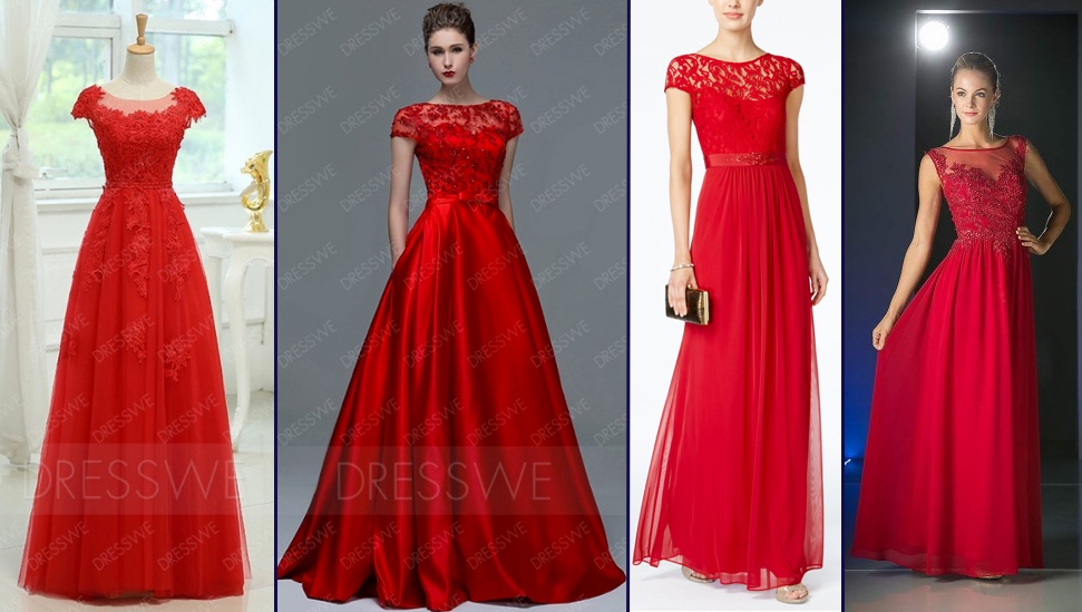 red reception gown