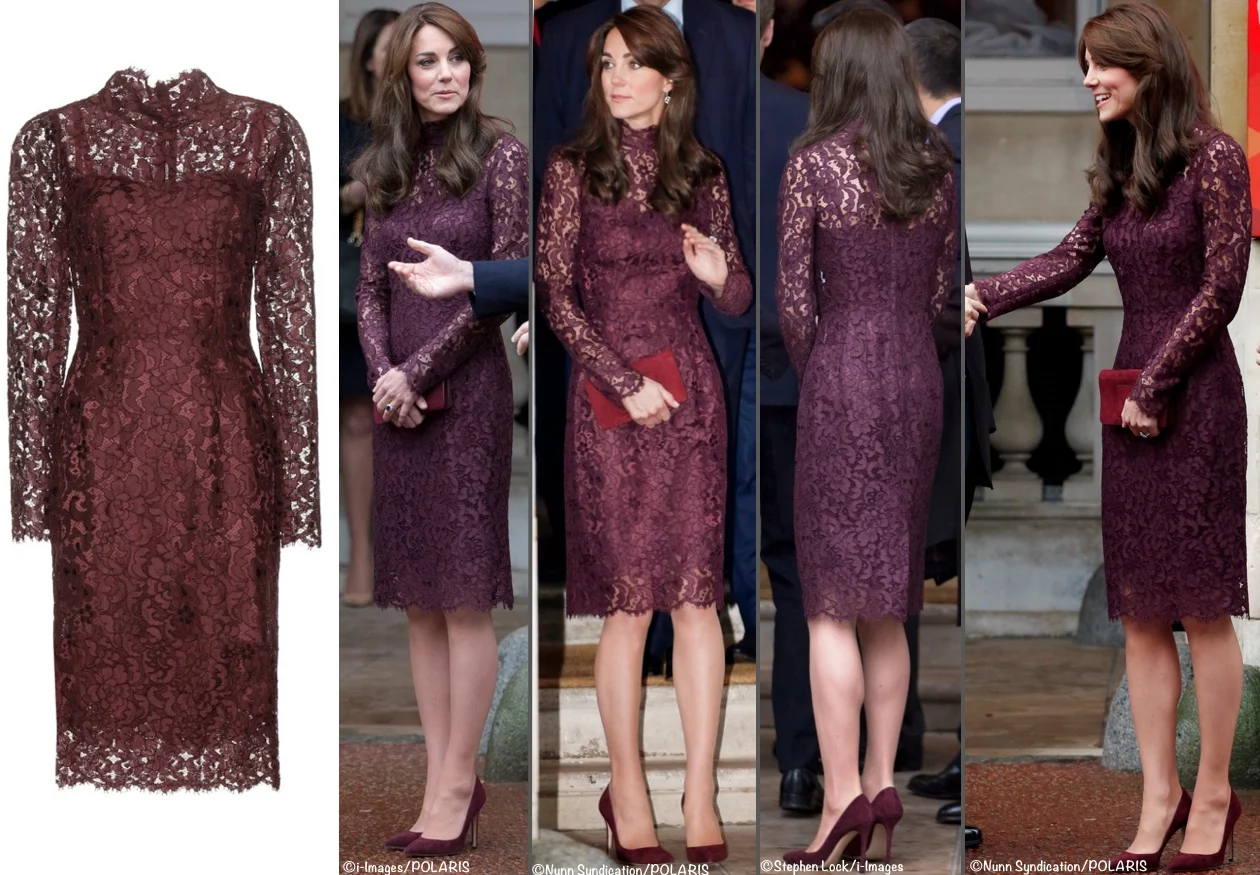 Kate Middleton Lace Dolce Gabbana China Visit Aubergine dress October 2015