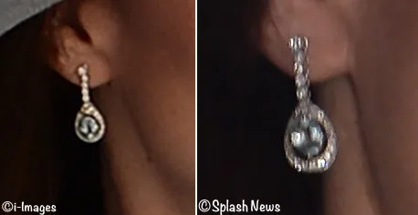 Kate Commonwealth Day 2016 Two Shots Aqua Diamond Earrings i-Images Splash 600 x 245