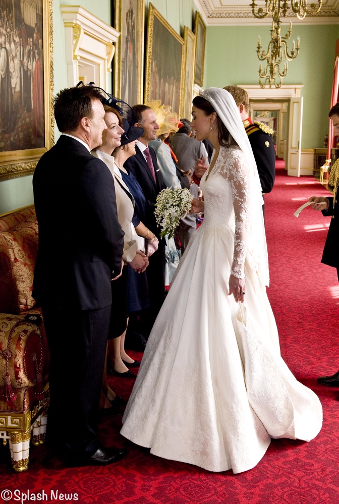 A Look Back At Kate And William S Wedding 5 Years Ago What Kate Wore   Kate Wedding Day Reception Receiving Line Splash 777 X 999 