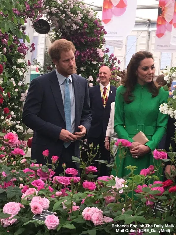 Prince Harry Kate Middleton Green Catherine Walker Coatdress Coat Dress Chelsea Flower Show 2016