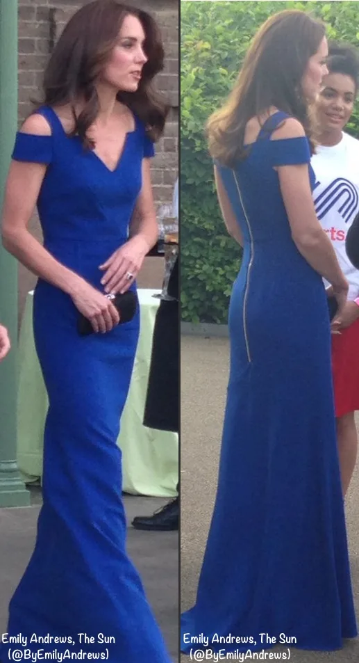 Duchess Cambridge Kate blue Roland Mouret off shoulder gown sportsaid