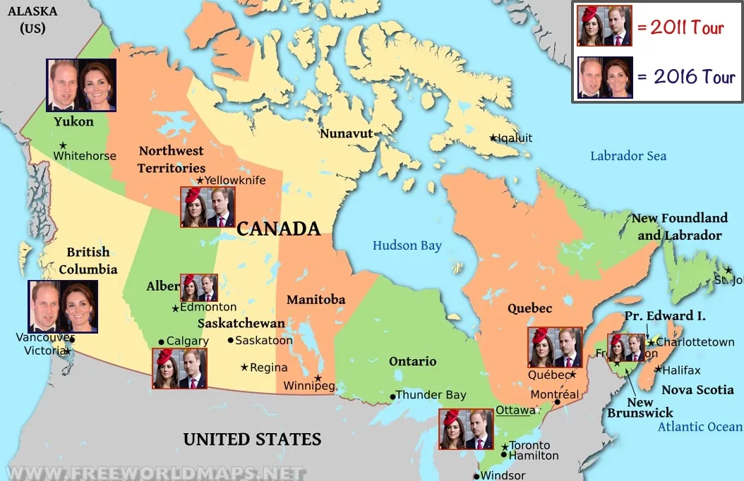 2016 Canada Tour Map Showing 2011 Stops and 2016 Planned Stops Made July 27 2016