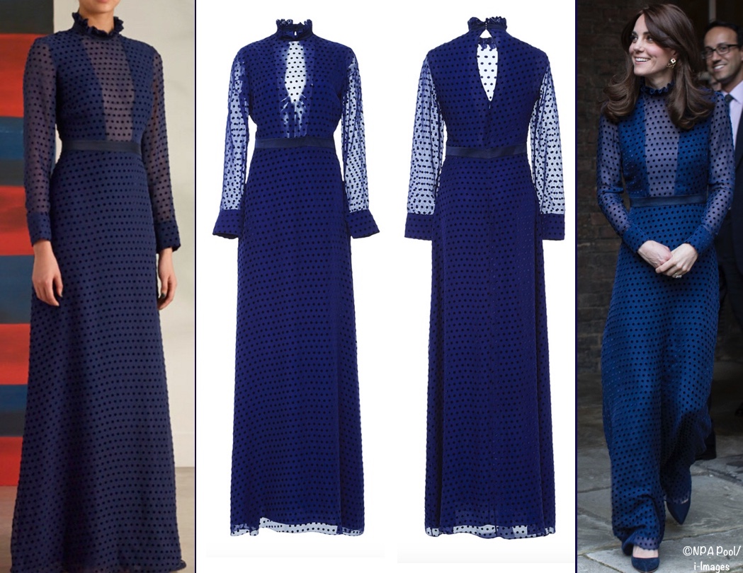 Kate Saloni Blue Mary Flocked Dress from April 4 2016 Reception Product Shots One with Kate July 15 2016