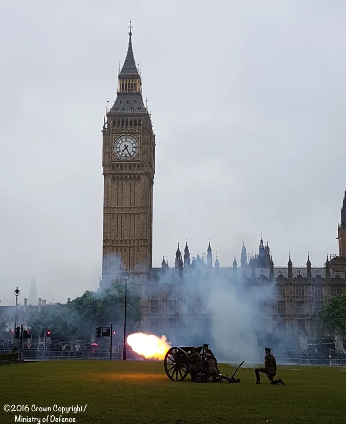 Somme 100 Artillery Gun Salute Big Ben July 1 2016 MOD