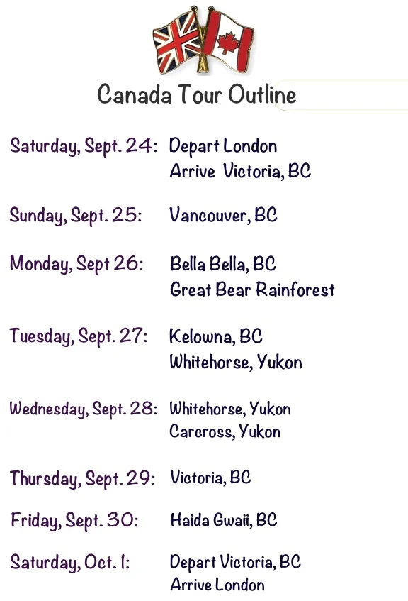 Corrected 2016 Canada Tour Graphic Listing Locations Cities by Date Aug 22 2016