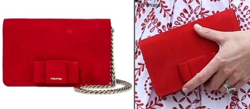 Kate Middleton Red Bow-Embellished Suede Bag Miu Miu  