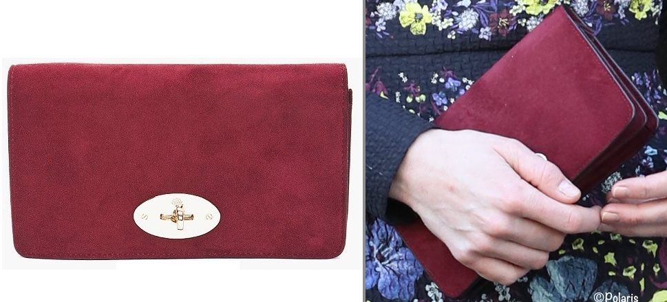 Kate Mulberry Bayswater Marron Conch Clutch Heads Together Jan 17 2017 with Erdem Evita dress.