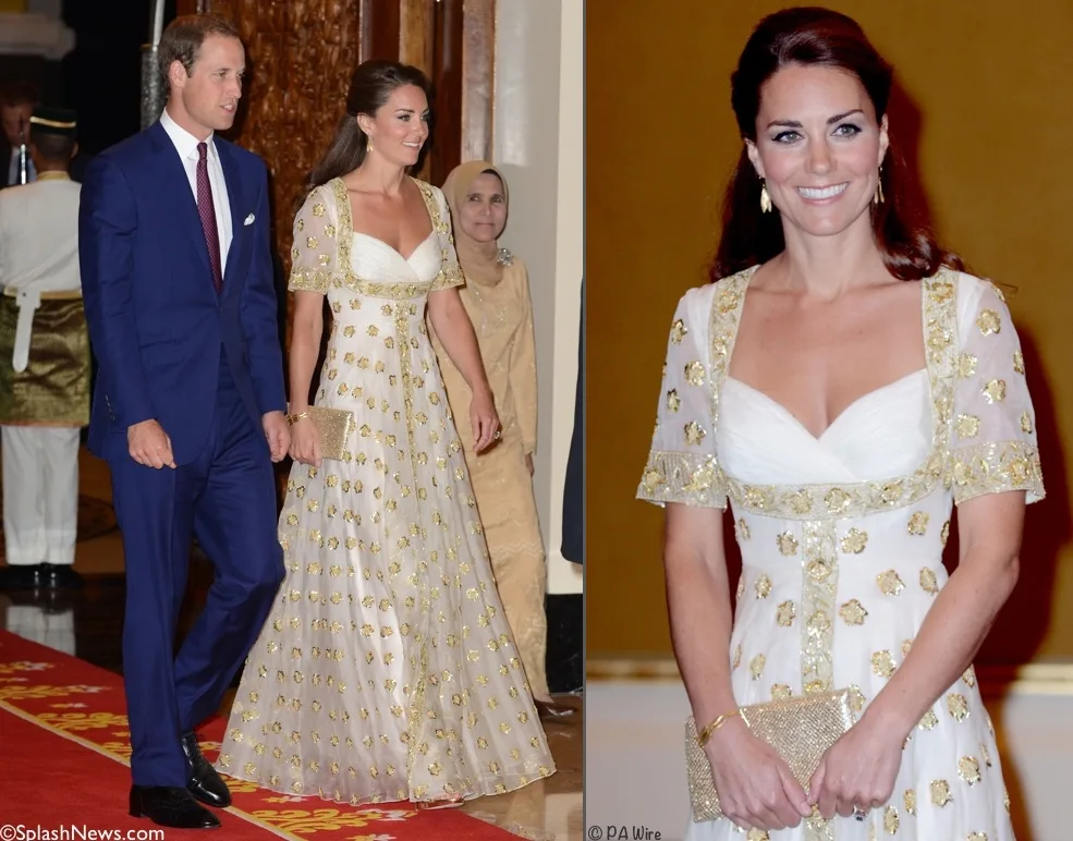 Malaysia state dinner in 2012 Kate Middleton McQueen gown