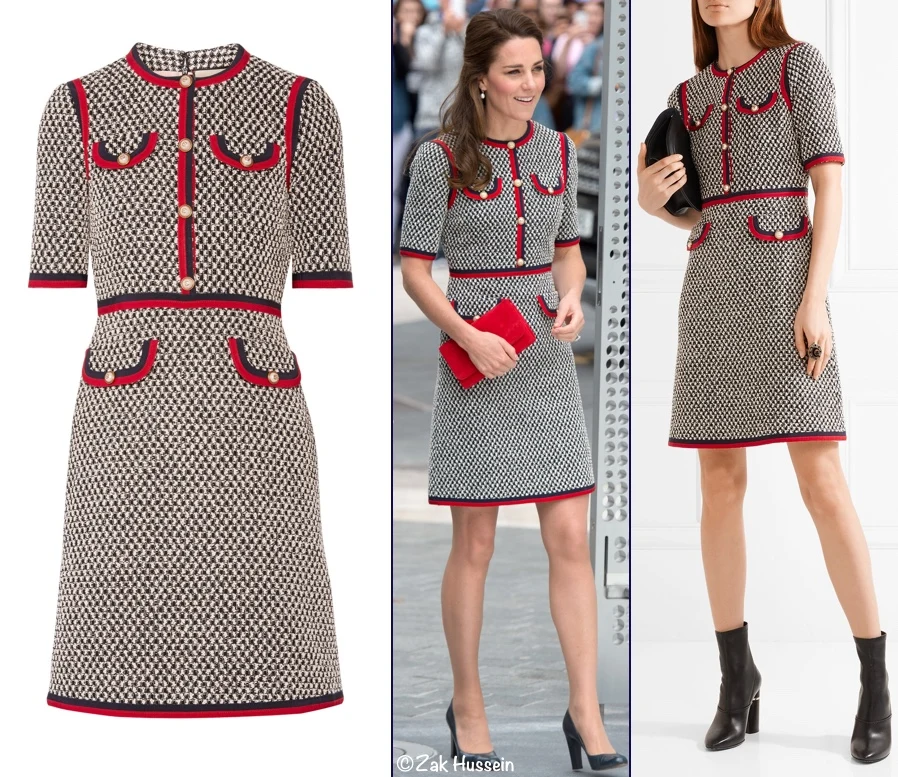 Gucci- Grosgrain Trimmed Cotton Tweed Mini Dress-Kate Middleton