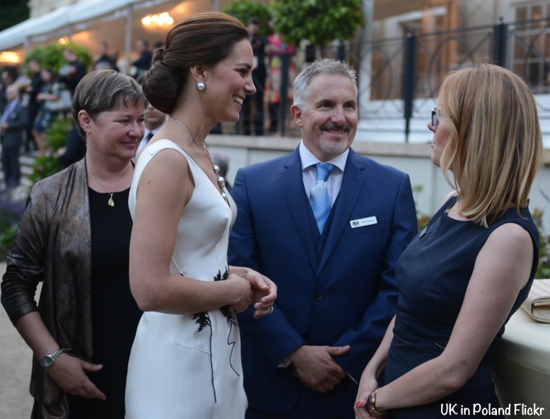 Kate Middleton Duchess Cambridge white party dress Poland Gosia Baczynska