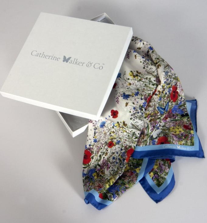 Catherine Walker silk scarf Fleurs Sauvages Wildflowers 