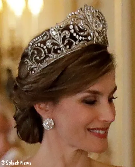 Spain State Banquet Royal Jewellery pictures Letizia Tiara