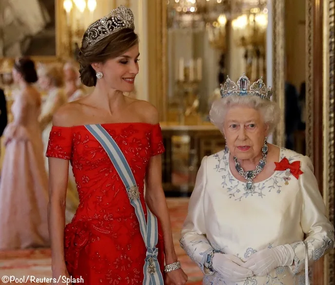 Pictures Queen Letizia Elizabeth Spain Banquet Royal Jewels Tiaras Diamonds