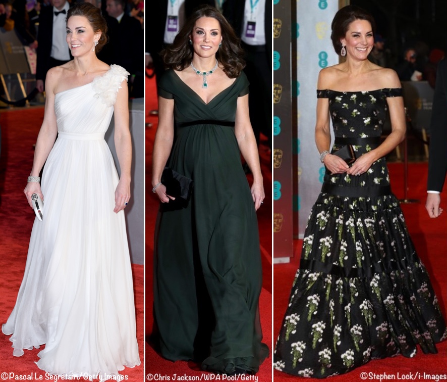 Kate in Alexander McQueen and Princess Diana’s Earrings for BAFTA ...