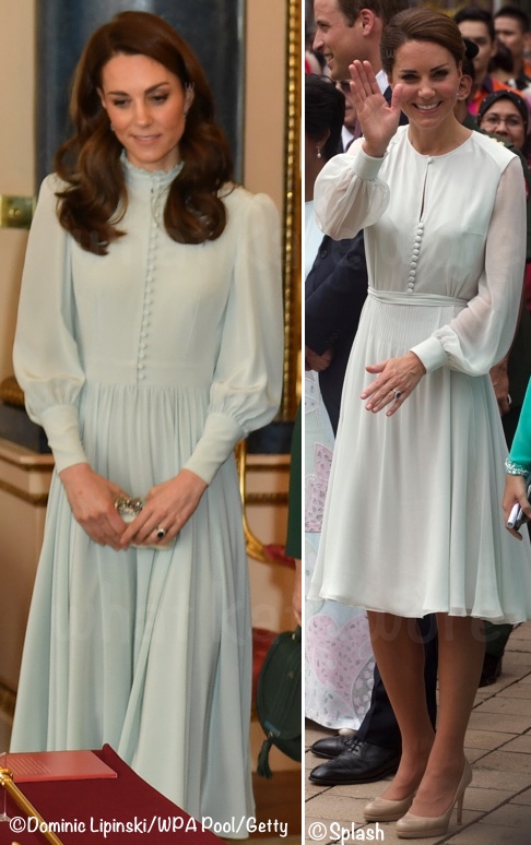 Kate in Soft Blue Dress for Prince of Wales Buckingham Palace Reception ...