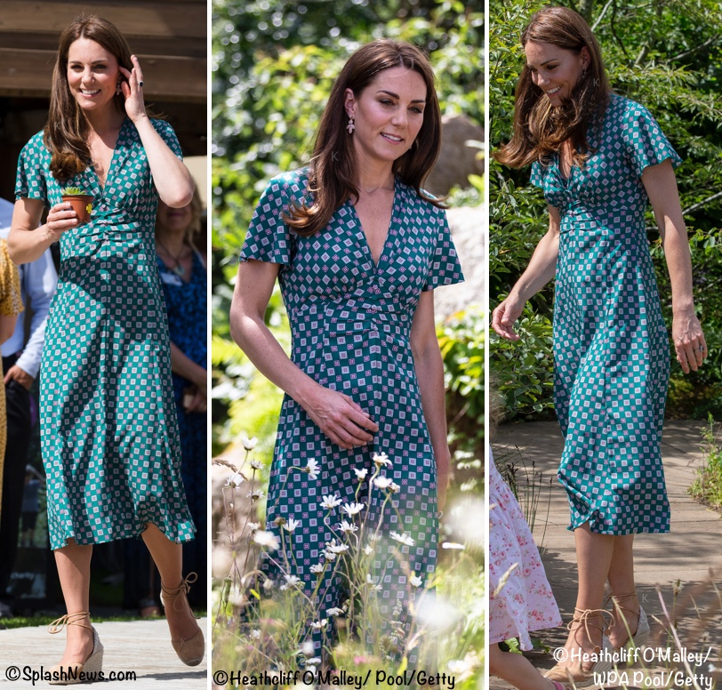 Kate Hampton Court Garden Green Sandro Dress Three 3 Shot Montage July ...