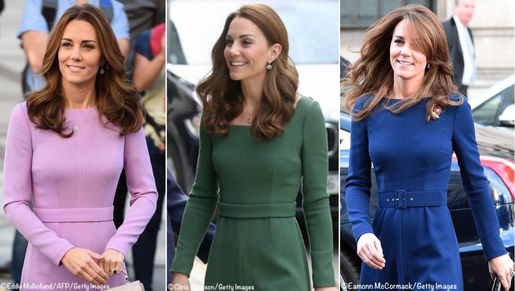 Kate Wears Emilia Wickstead Kate Dress Lavender Green Blue Montage ...