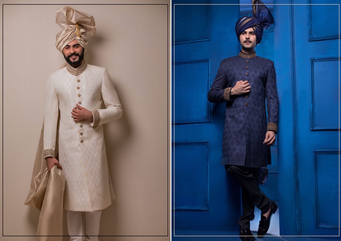 Two 2 Traditional 9 Button Sherwani Coats Jackets Naushemian by Naumann ...