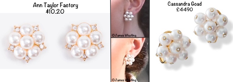 Green White and Gold Flower Shaped Drop Pierced Earrings with Pearls