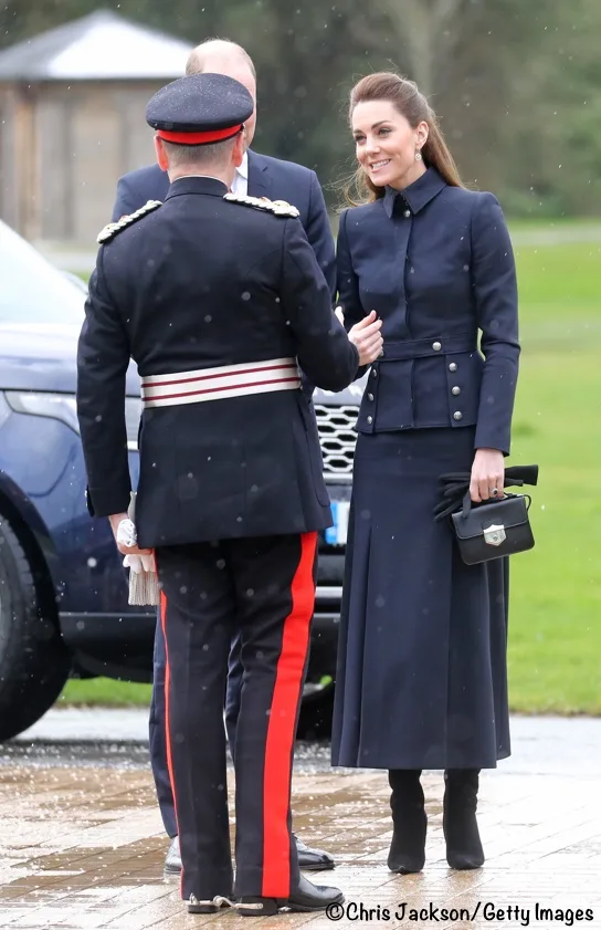 Kate middleton navy McQueen Suit Defence Rehab Centre Feb 2020