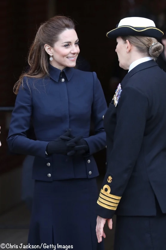 Duchess Kate Navy McQueen Suit Defence Rehab Centre Feb 2020 