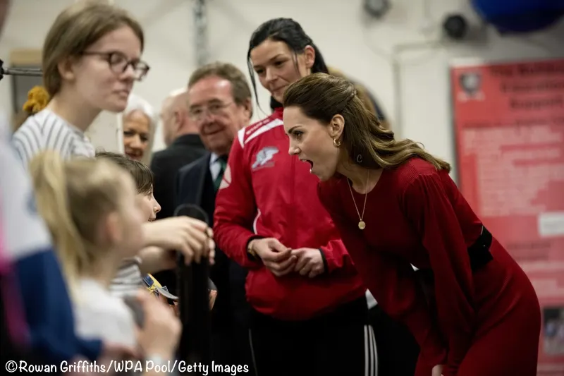 Duchess Catherine Kate Funny faces Bulldogs Boxing Wales
