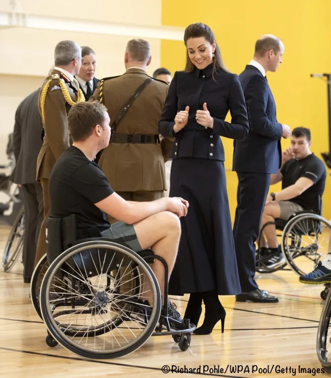 Kate Middleton Navy McQueen Suit Defence Rehab Centre feb 11 2020