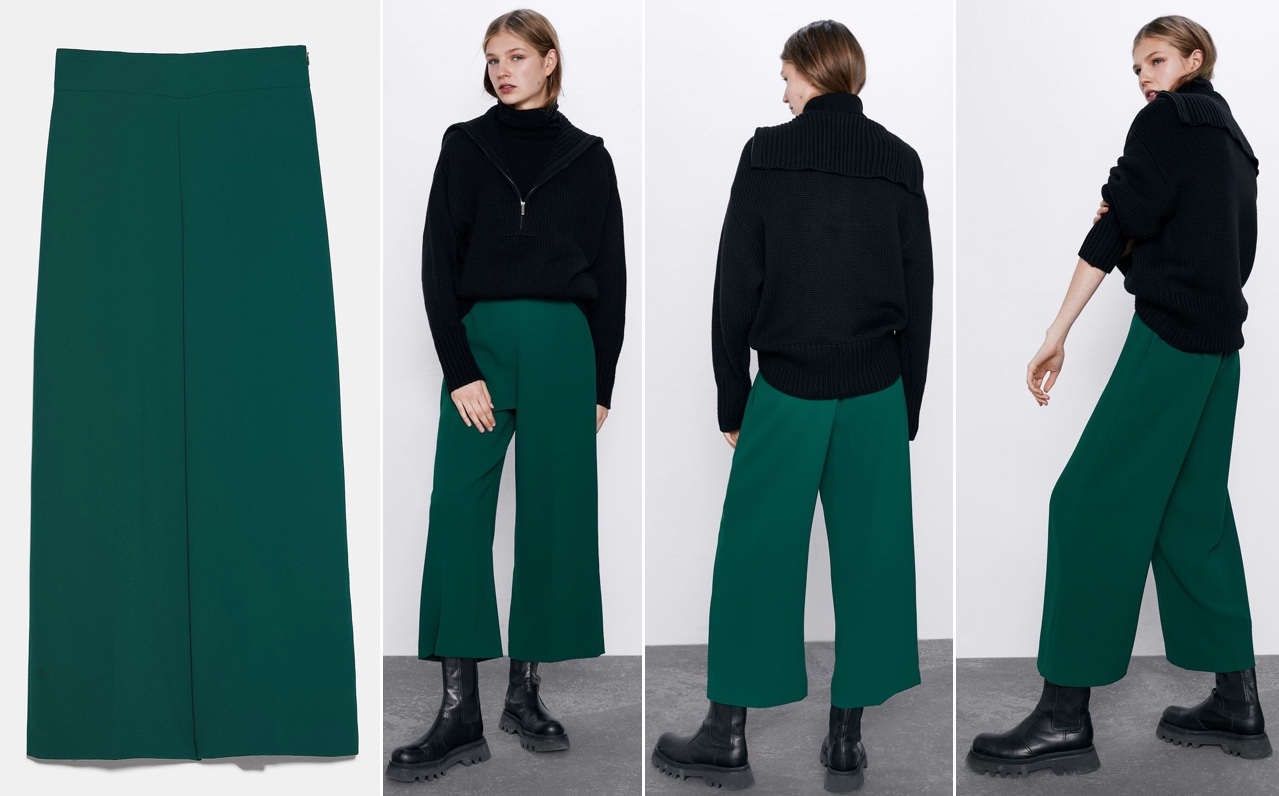 Zara Green Culottes Product Model Shots 