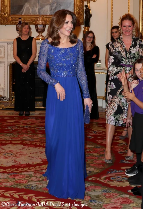 Kate Middleton blue beaded Jenny Packham Gown Place2Be 25th Anniversary 